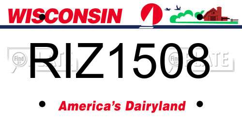 RIZ1508 Wisconsin License Plate