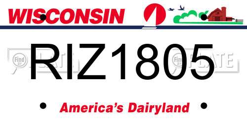 RIZ1805 Wisconsin License Plate