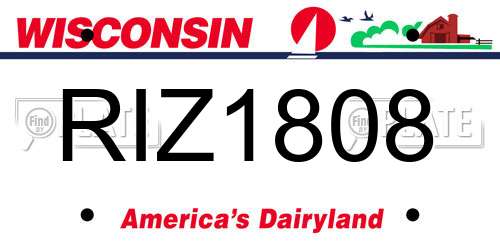RIZ1808 Wisconsin License Plate