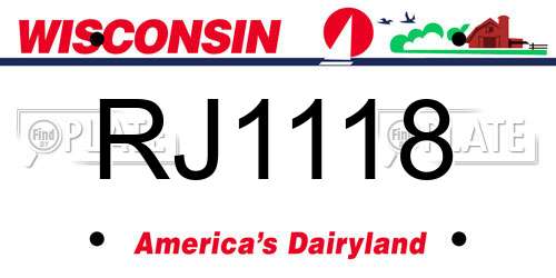 RJ1118 Wisconsin License Plate