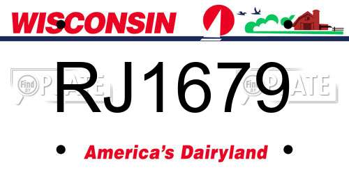 RJ1679 Wisconsin License Plate