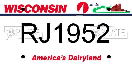 RJ1952 Wisconsin License Plate