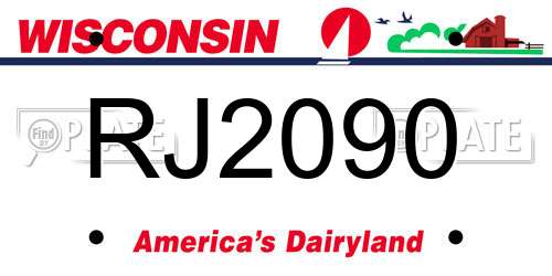 RJ2090 Wisconsin License Plate