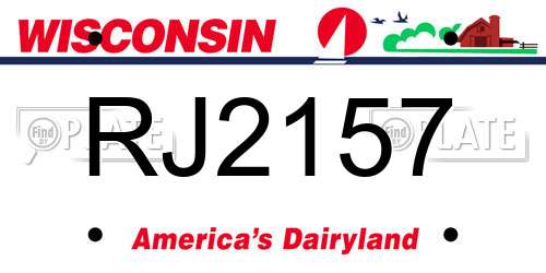 RJ2157 Wisconsin License Plate