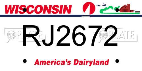RJ2672 Wisconsin License Plate