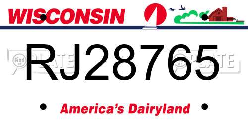 RJ28765 Wisconsin License Plate