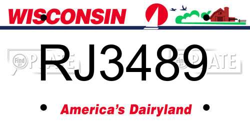 RJ3489 Wisconsin License Plate
