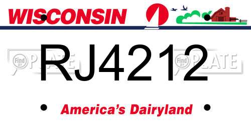 RJ4212 Wisconsin License Plate