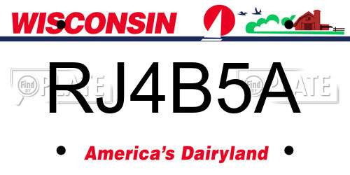 RJ4B5A Wisconsin License Plate