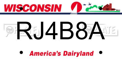 RJ4B8A Wisconsin License Plate