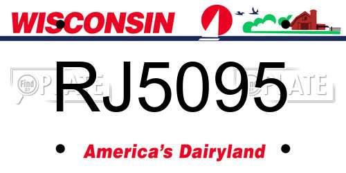 RJ5095 Wisconsin License Plate
