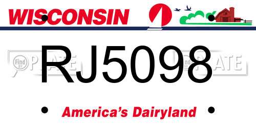 RJ5098 Wisconsin License Plate