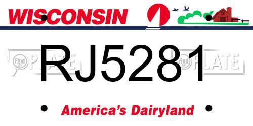 RJ5281 Wisconsin License Plate