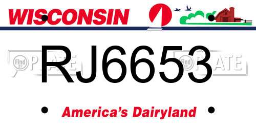 RJ6653 Wisconsin License Plate