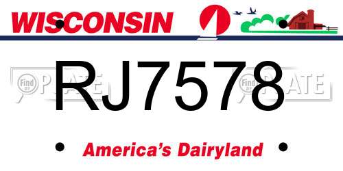 RJ7578 Wisconsin License Plate