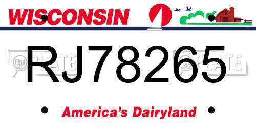 RJ78265 Wisconsin License Plate