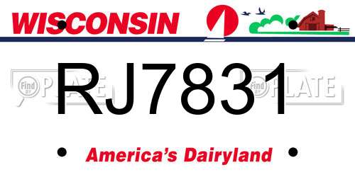 RJ7831 Wisconsin License Plate