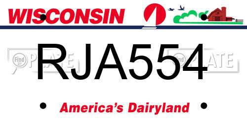 RJA554 Wisconsin License Plate