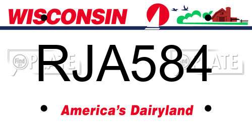 RJA584 Wisconsin License Plate