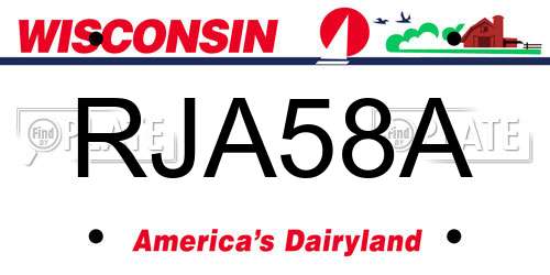 RJA58A Wisconsin License Plate