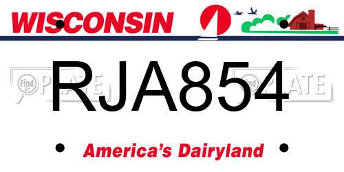 RJA854 Wisconsin License Plate