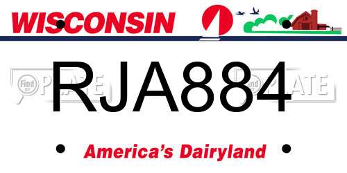 RJA884 Wisconsin License Plate