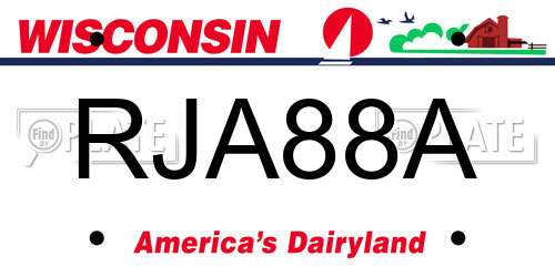 RJA88A Wisconsin License Plate