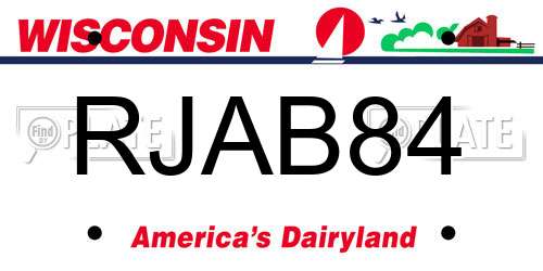 RJAB84 Wisconsin License Plate