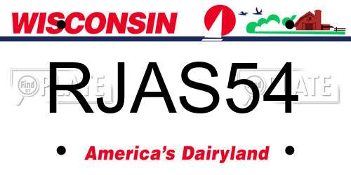 RJAS54 Wisconsin License Plate