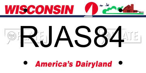 RJAS84 Wisconsin License Plate