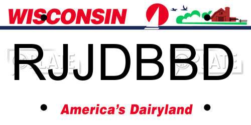 RJJDBBD Wisconsin License Plate