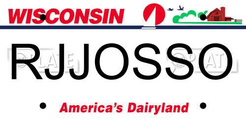 RJJOSSO Wisconsin License Plate