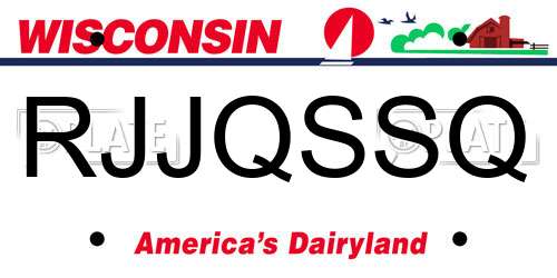 RJJQSSQ Wisconsin License Plate