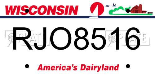 RJO8516 Wisconsin License Plate