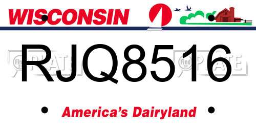 RJQ8516 Wisconsin License Plate