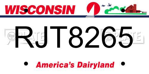RJT8265 Wisconsin License Plate