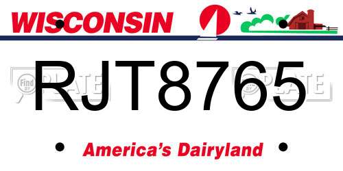 RJT8765 Wisconsin License Plate