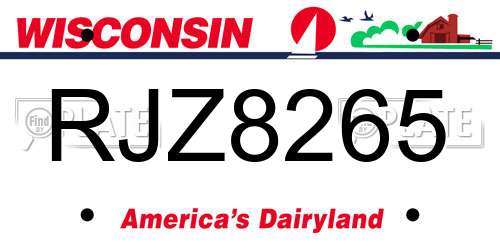 RJZ8265 Wisconsin License Plate