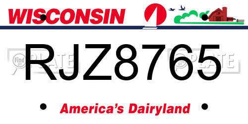 RJZ8765 Wisconsin License Plate