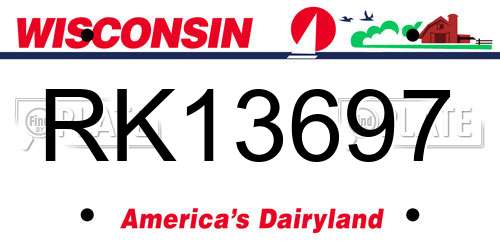 RK13697 Wisconsin License Plate