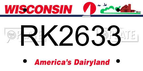 RK2633 Wisconsin License Plate