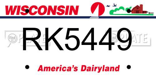 RK5449 Wisconsin License Plate