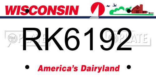RK6192 Wisconsin License Plate
