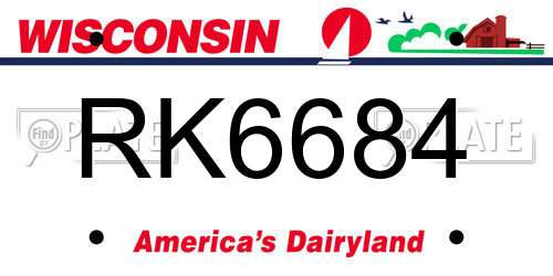 RK6684 Wisconsin License Plate