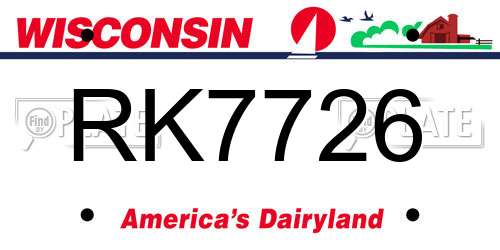 RK7726 Wisconsin License Plate