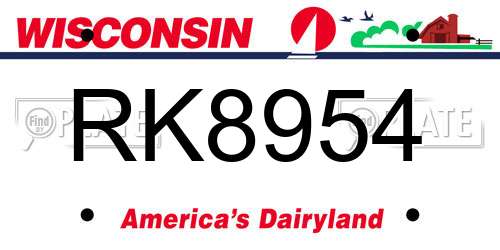 RK8954 Wisconsin License Plate
