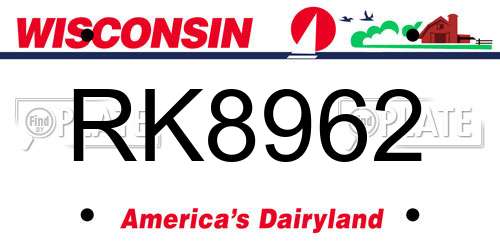 RK8962 Wisconsin License Plate