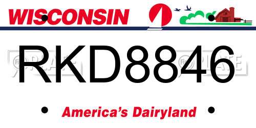 RKD8846 Wisconsin License Plate