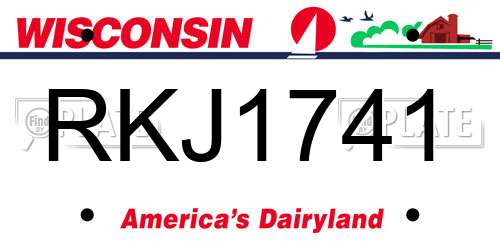 RKJ1741 Wisconsin License Plate