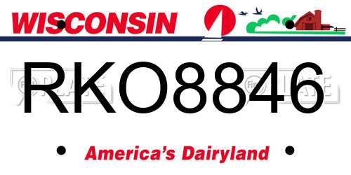 RKO8846 Wisconsin License Plate